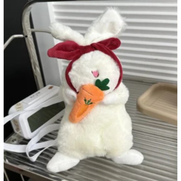 Plush White Bunny Rabbit Crossbody Purse Handbag - Picture 6 of 6